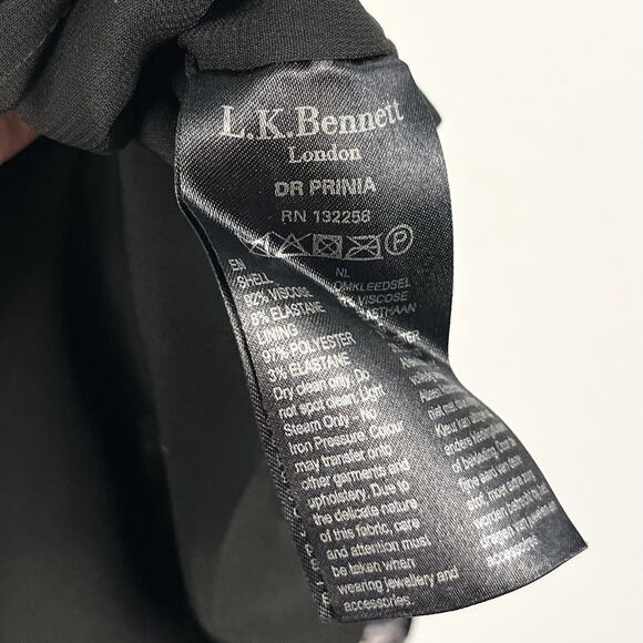 L.K. Bennett Size 12 US 16 UK Gray Animal Print Long Sleeve Ruched Sheath Dress - Picture 6 of 6